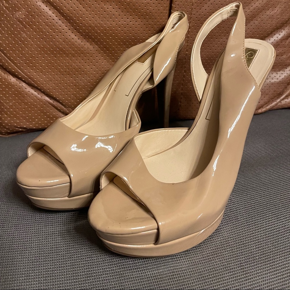 Jessica Simpson Patent Nude Slingback Heels